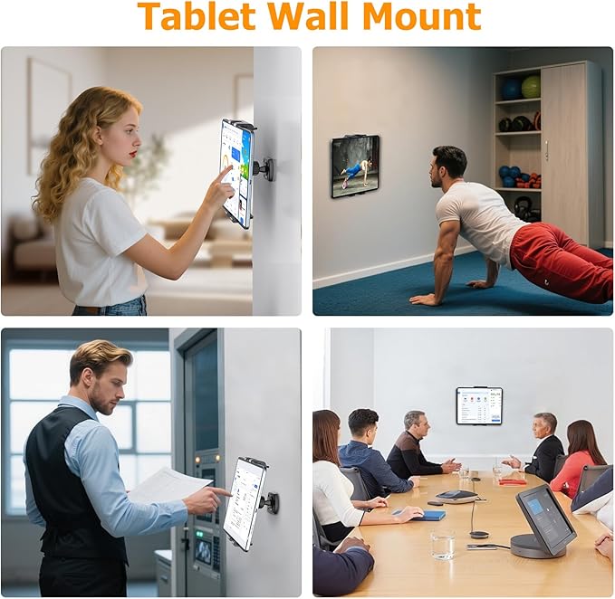OHLPRO Tablet Wall Mount Holder, 360° Rotating iPad Wall Mount Holder with Drill Screw Base,Compatible with 4.7"-12.9" Devices Including iPad Pro, Mini, Air, Samsung, Kindle, Galaxy Tab