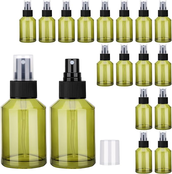 Segbeauty 18pcs 2oz Perfume Travel Refillable Bottles, Small Travel Size Spray Bottle for Hair, 60ml Empty Mini Glass Fine Mist Spray Bottles, Green Perfume Cologne Atomizer Sprayer Bottle for Liquids