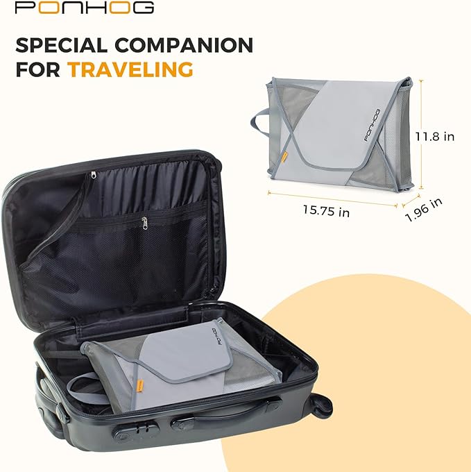 Ponhog Garment Folder - Original Garment Packing Folder Premium Travel Garment Bag Foldable Clothes Shirt Bags Luggage Accessory with Wrinkle-Free Folding Board and Compression Wings Grey