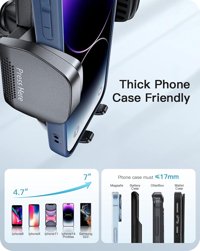 APPS2Car 13" Gooseneck Phone Mount for Car Windshield Dashboard Vent, Cell Phone Holder for Car Truck with Strong Suction Cup, Anti-Shake Stabilizer, One-Hand Operation, Fits Most Smartphones
