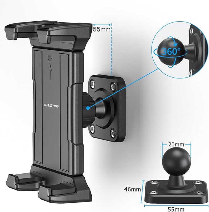 OHLPRO Universal Tablet Wall Mount Holder for 4.7-13 inch Tablet Smartphone eReader, 360° Adjustment Compatible with iPad, iPhone, Kindle Fire HD, Galaxy Tab, Switch, Drilled Screw Mounting