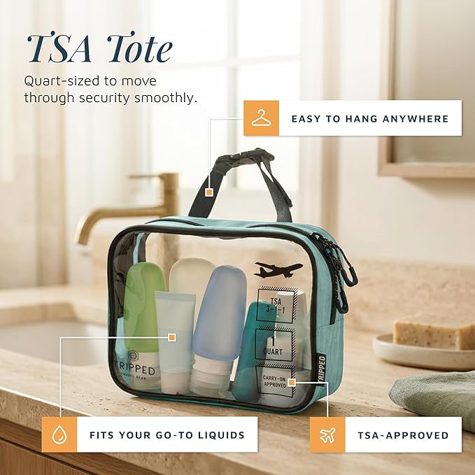 Toiletry Bag Kit Set: Hanging Travel Toiletry Bag + 311 TSA Cosmetic Liquid Bag + Ultralight Accessory Organizer Pouch
