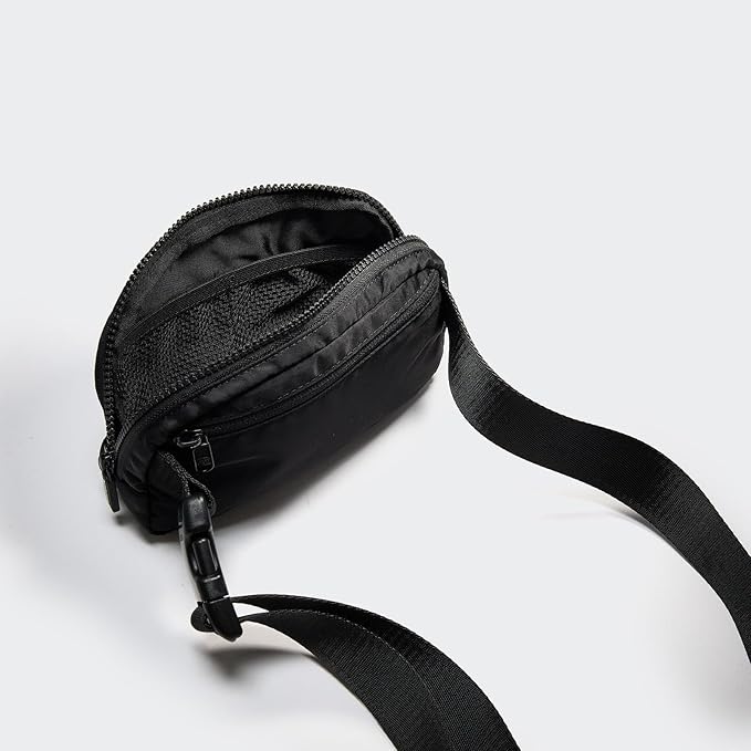 Pander Two Way Zipper Fanny Pack Nylon Everywhere Belt Bag for Women, Water Repellent Waist Packs, Crossbody Bags with Adjustable Strap (Black).