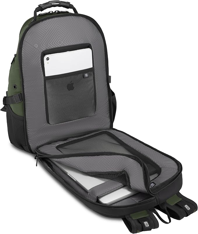 SWISSGEAR Sion 2-Piece Travel Set, Softside Expandable Carry-On Spinner Bundled with 1900 ScanSmart 17" Laptop Backpack with RFID Blocking & Tech Organization, Evergreen