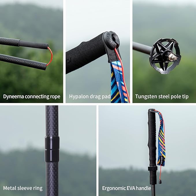 AONIJIE Carbon Fiber Trekking Poles - 2Pack Lightweight Collapsible Hiking/Walking Sticks for Outdoor Hiking Climbing, Backpacking and Trail Running