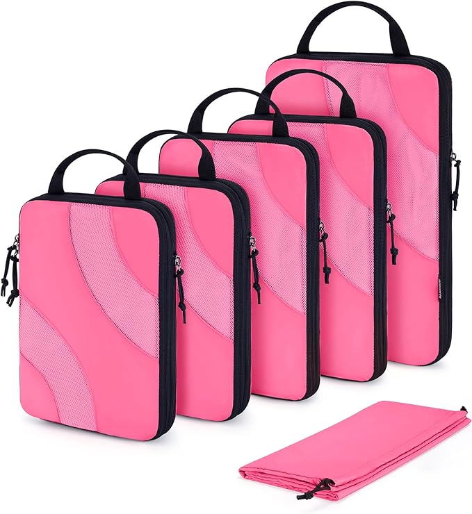 BAGSMART Compression Packing Cubes, 6 Set/4 Set/2 Set Travel Packing Cubes for Carry on Suitcases, Compression Suitcase Organizers Bag Set & Travel Cubes for Luggage, Lightweight Packing Organizers