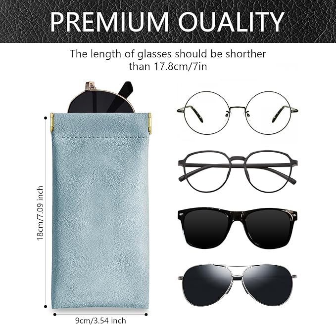 Sunglass Case 3 Pack Portable Antiscratch Leather Waterproof Squeeze Top Soft Eyeglass Cases Pouch