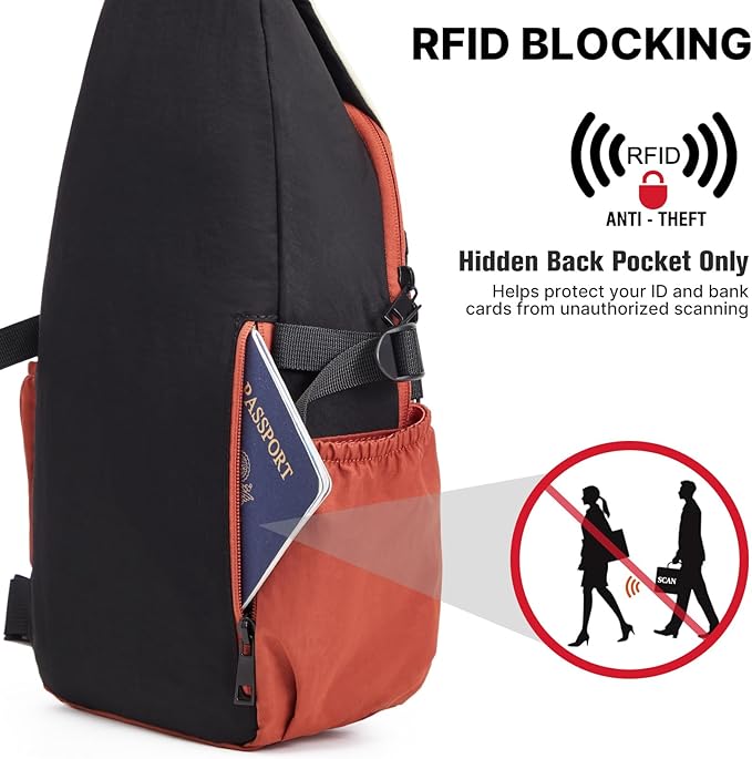 G4Free Sling Bag for Men Women, RFID Blocking Crossbody Bags, Hiking Daypacks Small Sling Backpack Chest Shoulder Bag Travel - Beige & Black