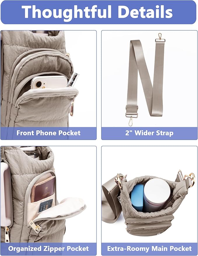 Water Bottle Holder with Strap for 30/32 oz, Crossbody Water Bottle Carrier Bag with RFID Blocking Phone Pocket
