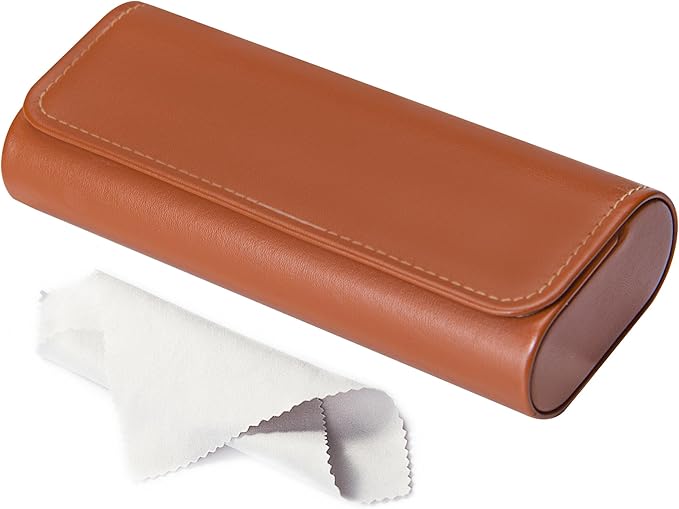 RayLove Hard Shell Glasses Case, Lightweight Leather Eyeglass Case, Travel-Friendly Sunglasses Protector for Men & Women