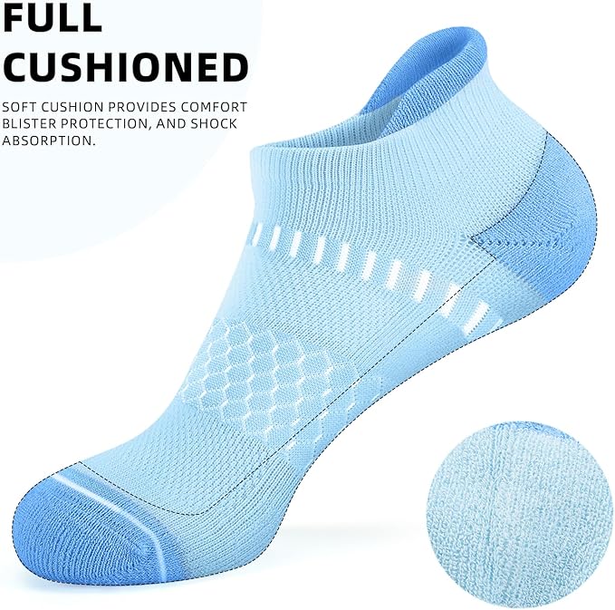 IRAMY Light Compression Socks for Women Arch Support Athletic Cushioned Anti-Blister Comfort Running Ankle Socks 3/5 Pairs