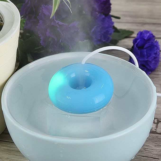 Donuts Humidifier Mini Cute Mist USB Humidifier Floating Water Air Fresher Diffuser for Car Travel Use (Blue)