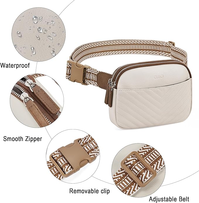CLUCI Fanny Packs for Women Cross body, Belt Bag for Women, Mini Everywhere Crossbody Waist Bag Adjustable Strap, Vegan Leather Women's Fanny Pack