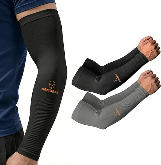 ARMORAY Arm Sleeves for Men and Women - UV Sun Protection Cooling Compression - Tattoo Cover Up Sleeve for Daily Wear & Work