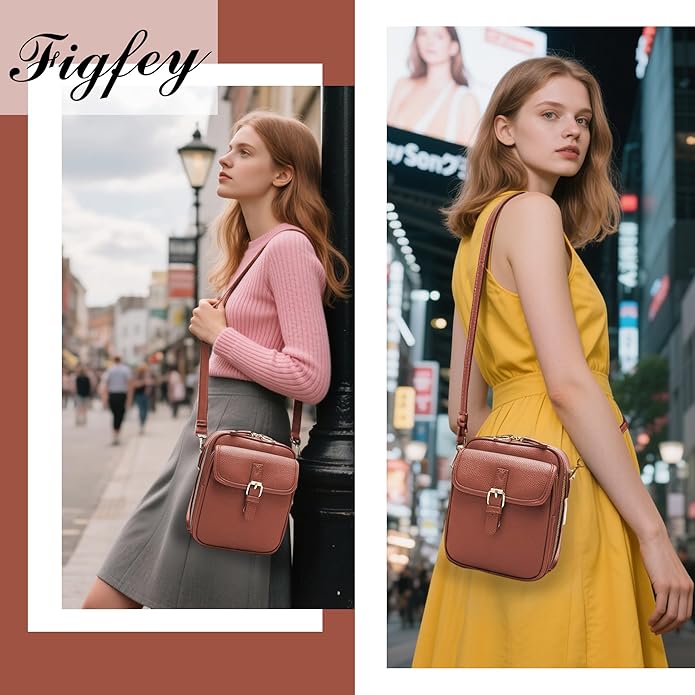 Leather Crossbody Bags for Women Travel Small Crossbody Purse Anti Theft Waterproof Bum Bag with Built in Wallet