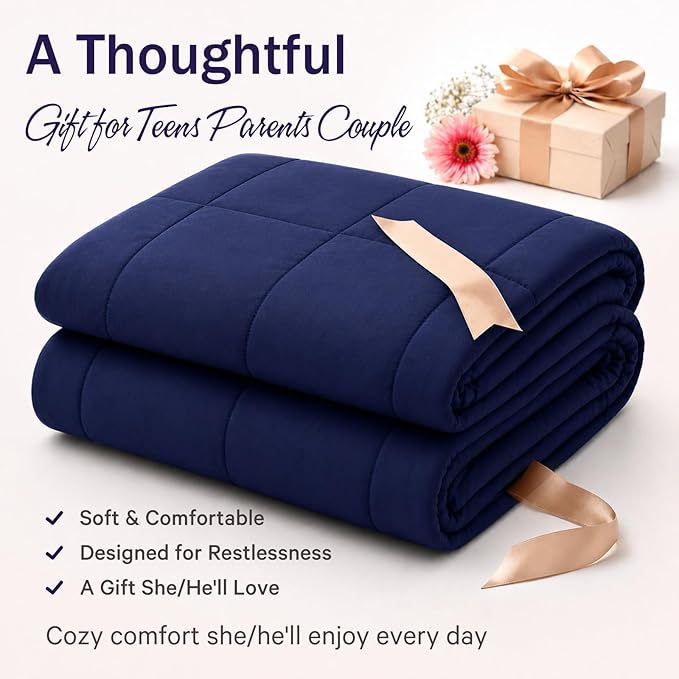 Navy Blue Weighted Blanket for Adults 20lbs, 80"x87", King Size Cooling Heavy Throw Blanket for 180-220lbs, Microfiber Soft Thick Big Blankets Weighted Comforter Gift for Sleeping