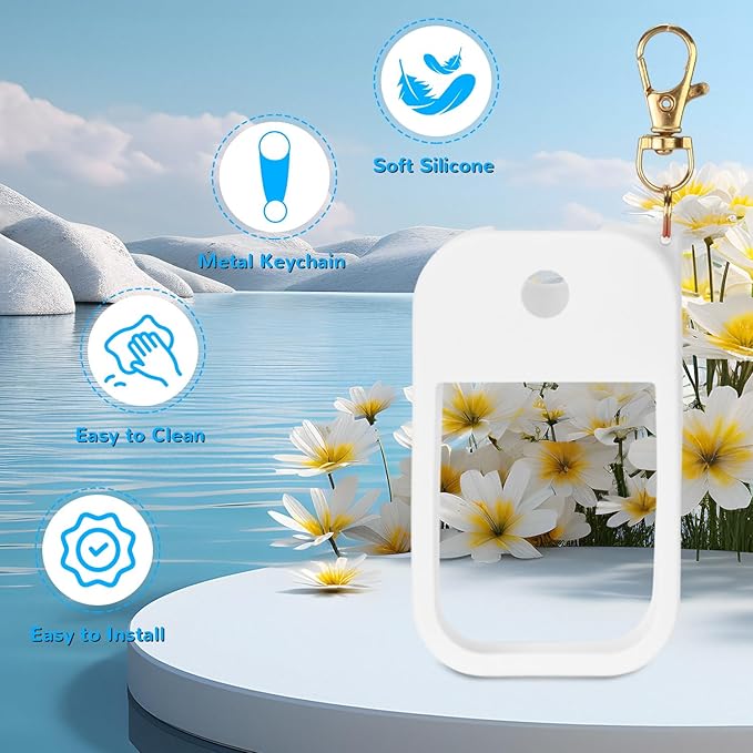 Hand Sanitizer Spray Case Compatible with Touchland Power Mist 1 oz – Silicone Case with Keychain for Touch Land Mist 1 fl oz（30 ml）, Hydrating Hand Sanitizer Accessory for 1 fl oz(Black+White)