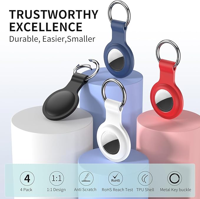 Compatible with AirTag Holder Case Keychain 2 Pack, for AirTag 1st & 2nd Generation Key Chain Ring Case Cover for Air Tag Holder GPS Tracker Item Air Tags Finders Air Tagholder for Kids,Bags,Luggages