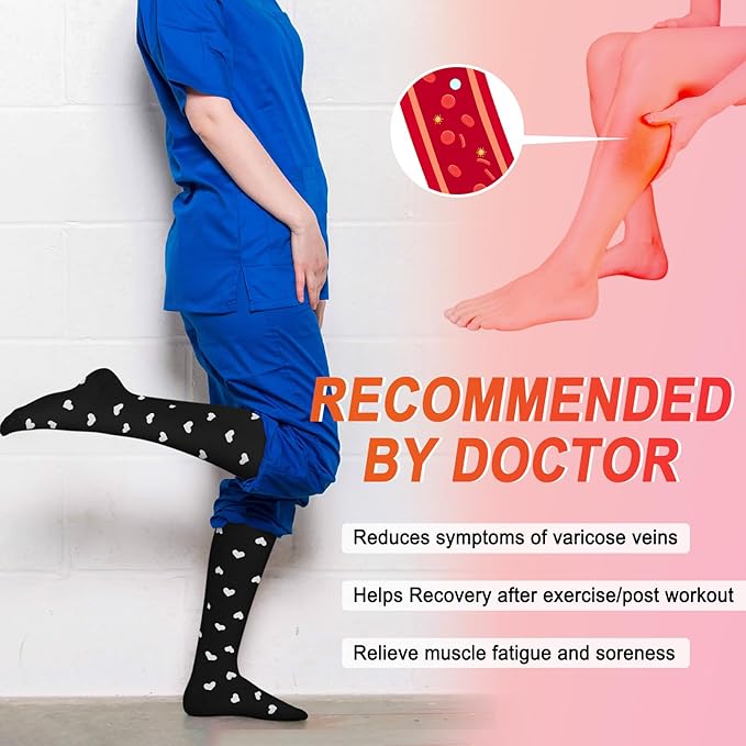 4 Pairs Compression Socks for Women Circulation-Best Support for Nurses,Running,Athletic,Travel