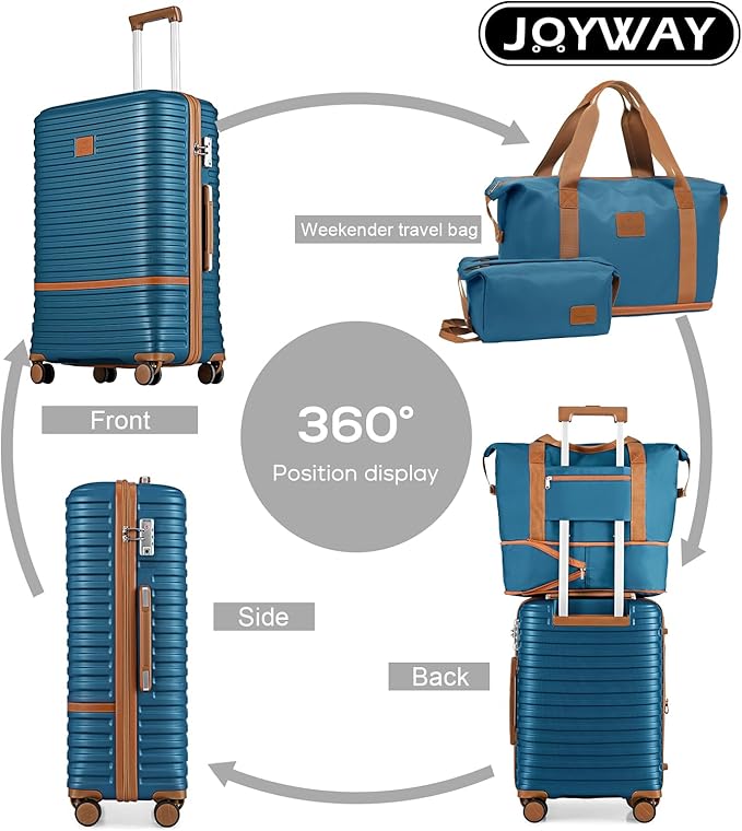 Joyway 28 Inch Large Luggage Hardside Suitcase with Spinner Wheel, Lightweight 3 Piece Suitcase Set with TSA Lock