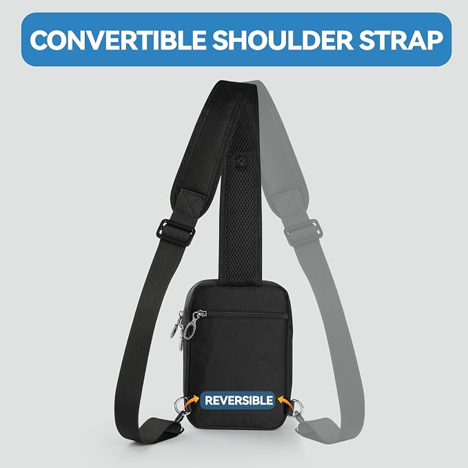 Sling Bag, Tactical Anti Theft Crossbody Bag with Zipper Lock RFID EDC Small Chest Bags for Men Women