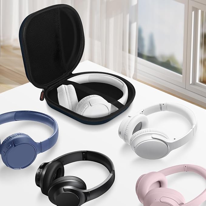 Hard Shell Headphone Case - Durable Zipper Travel Case Portable Carrying Pouch Bag Compatible with Sony WH-CH520/WH-CH720N, JBL Tune 510BT/720BT/520BT/770NC, Soundcore Q20 Q20i Q30, Jlab Headphones