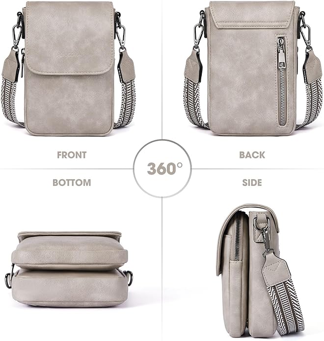 POIUGOYA Crossbody Bags for Women,Small Crossbody Purse with Triple Compartments,Cell Phone Wallet with Card Slots for Travel | Small