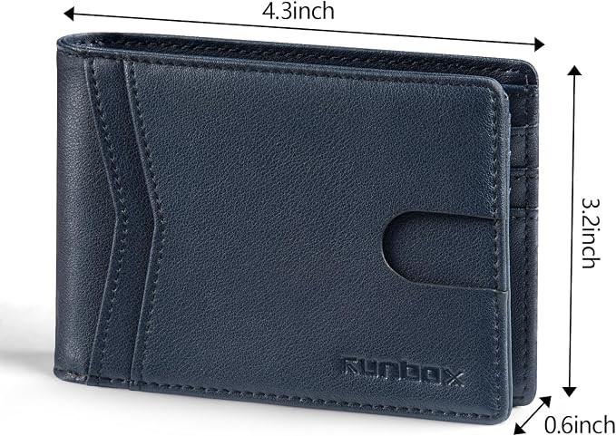 RUNBOX Wallet for Men -Slim Rfid Leather Mens Bifold Novelty Wallets 2 ID Window With Gift Box Men's Accessories | Slim