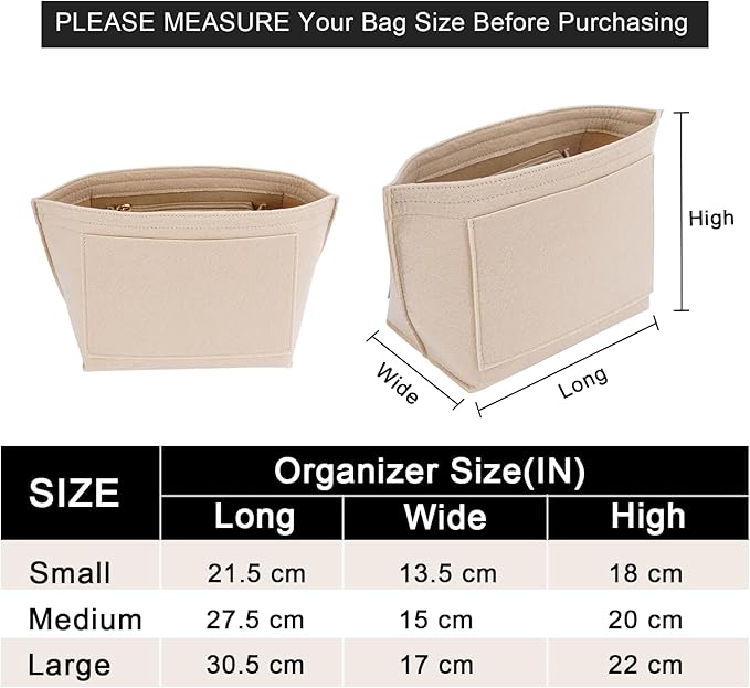 LOUKAYCCI Felt Purse Organizer Insert for Longchamp Le Pliage S Handbag Insert (Small，Beige)