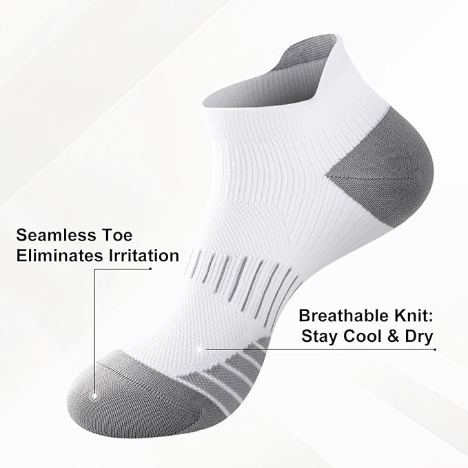 Ankle Compression Socks for Men and Women 6 Pairs, Low Cut Breathable Seamless short Running Socks with Arch Support