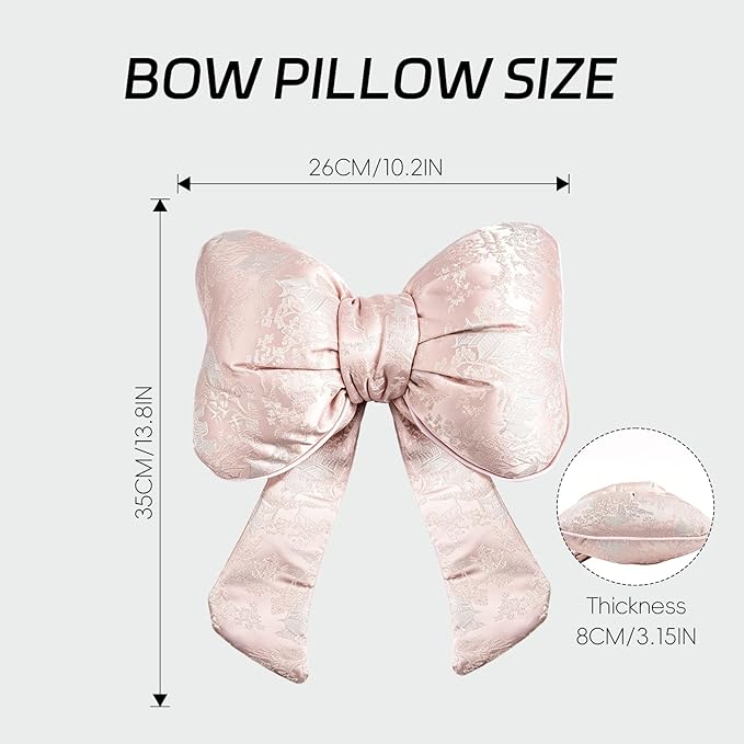 2 Pack Bow Car Headrest Pillow Comfortable Soft Plush Head Rest Cushion, Neck Pillow for Driving Office Use and Car Interior Decoration (Pink SJK)