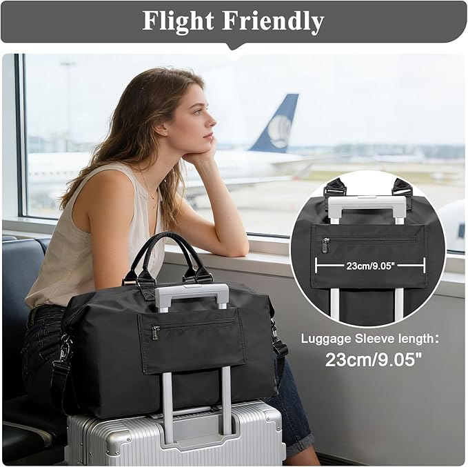 Travel Duffel Bag,Carry-On Overnight Weekender Bags for Women,Personal Item Travel Bag with Shoes Compartment,Sports Gym Bag