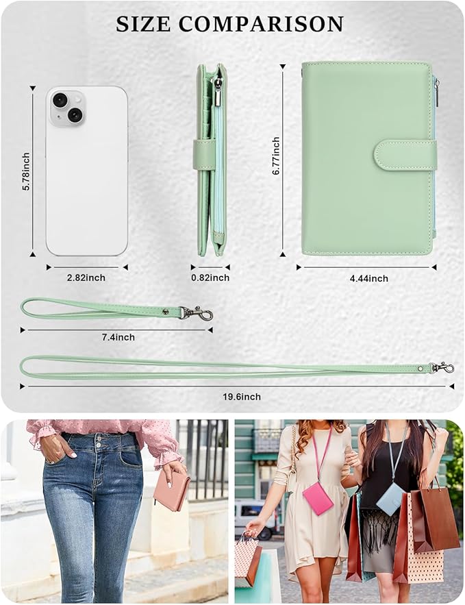 RFID Passport Holder for Women/Men Travel Gifts, Large Capacity Passport Wallet, Family Travel Documents Organizer with Card/Airtag Slots, Zipper coin pocket, Cash Holder Passport Cover Case (Green)