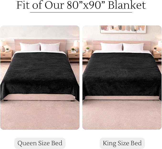Waterproof Blanket for Bed Intimacy (90"x 80" King Size) Reversible Fleece | Sherpa, Love Blanket, Water Proof TPU Stain Proof Couch Furniture Mattress Winter Large Dog Bed Cover - Black