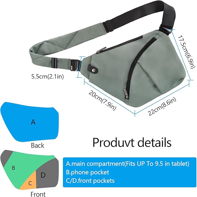 OSOCE Sling Bag for men, Anti Theft Crossbody bags for women | Daypack