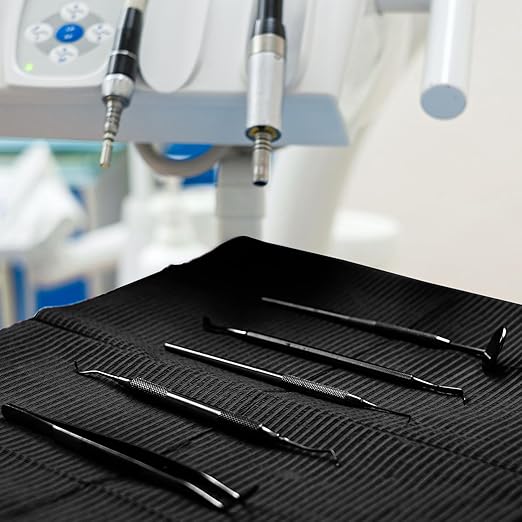 Black Dental Bibs Disposable Dentist Bibs 13" x 18", 50 PCS Patient Bibs Tattoo Paper Npkins 3 Ply Waterproof Dental Bib Sheets Dentist or Medical Tray Cover and Nail Table Cover