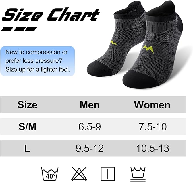 Ankle Compression Socks for Men and Women 6 Pairs, Low Cut Breathable Seamless short Running Socks with Arch Support