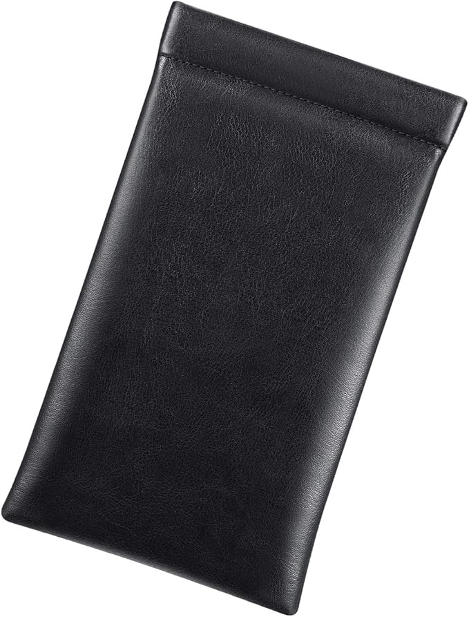 FINTIE Soft Eyeglasses Case with Cleaning Cloth, Portable Squeeze Top Vegan Leather Glasses Pouch, Sunglasses Eyewear Bag