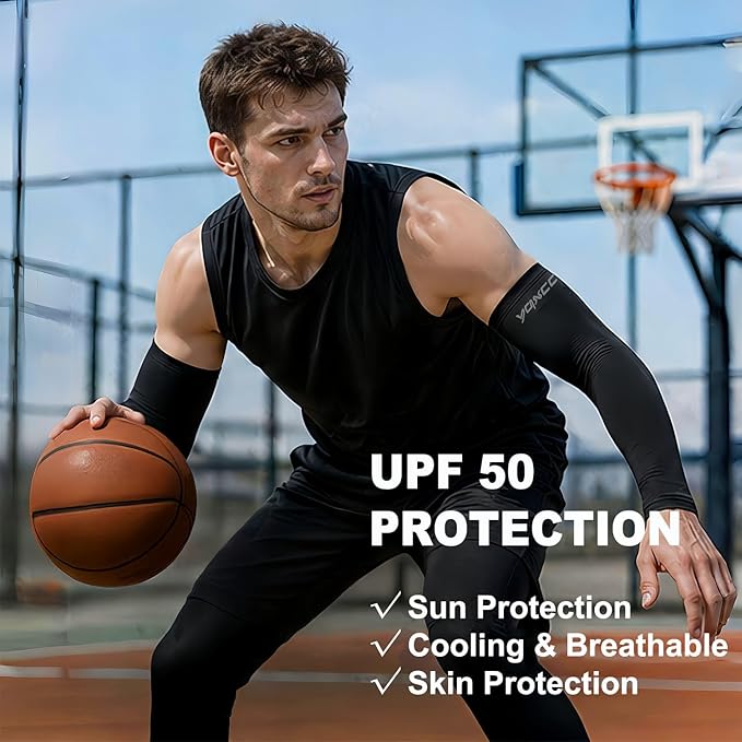 YQXCC 4 Pairs Arm Sleeves, Cooling UV Sun Protection Sports Compression Sleeves for Men Women, Golf Basketball Arm Sleeves