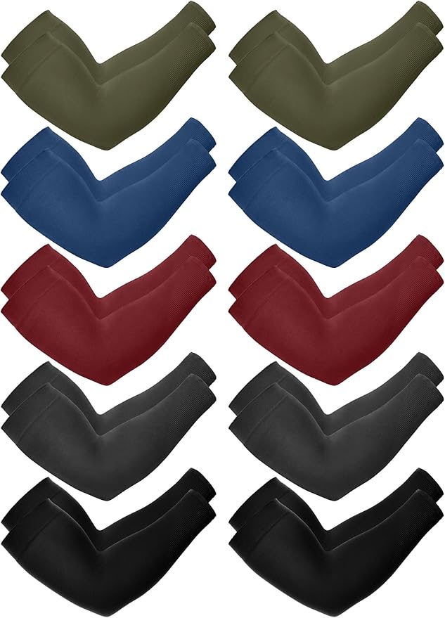 Boao 10 Pairs UV Arm Sleeve for Men Women Cooling Tattoo Cover up Compression Sun Protection Sleeves for Outdoor Activities