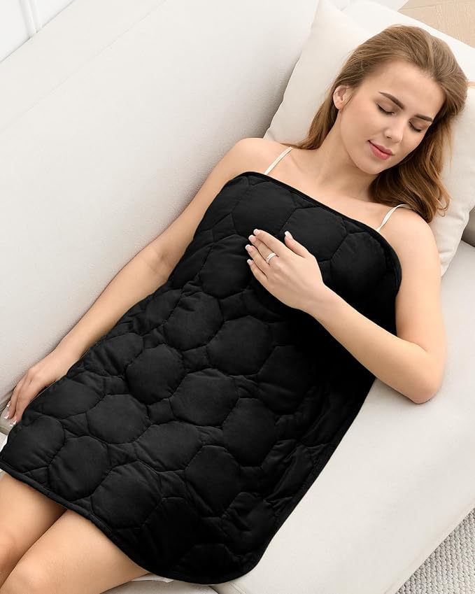 Cottonblue Weighted Lap Blanket Pad 5 lbs 29" x 33", Cozy Luxury Crystal Velvet Weighted Blanket for Adults Teens, Small Weighted Blanket Throw All Season for Travel Relaxation Sleeping, Black Blanket