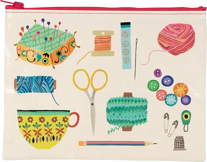 Blue Q Zipper Pouch, Made from 95% Recycled Material, 7.25" h x 9.5" w, Colorful Chunky Zipper