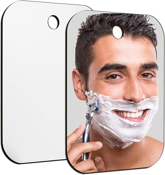 Shower Mirror Fogless for Shaving, Larger 10.7 x 8 inches Small Mirror for Wall Camping, Frameless Portable Hanging Travel Mirrors, Unbreakable Handheld Locker, Makeup Plastic, Shave Mirrors, Bathroom
