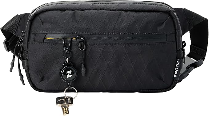 2L Sling Bag for Men & Women - Anti-Theft RFID Blocking Fanny Pack with Lockable Zippers, Water Resistant Lightweight Crossbody Bag for Travel Hiking Running Gym Walking Daily Use(X-Black)