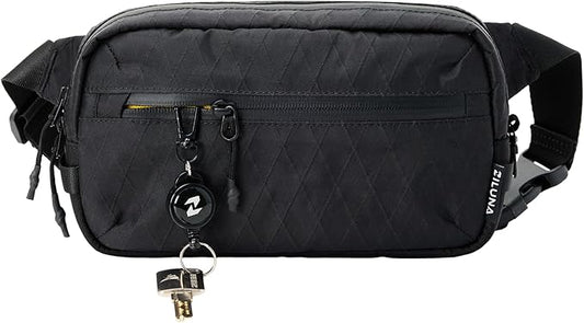2L Sling Bag for Men & Women - Anti-Theft RFID Blocking Fanny Pack with Lockable Zippers, Water Resistant Lightweight Crossbody Bag for Travel Hiking Running Gym Walking Daily Use(X-Black)