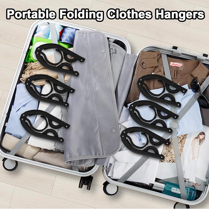24 PCS Travel Hangers,Portable Folding Clothes Hangers,Clothes Hangers with Clotheslines,Foldable Clothes Drying Rack for Travel,Plastic Foldable Non Slip Clothing Hangers
