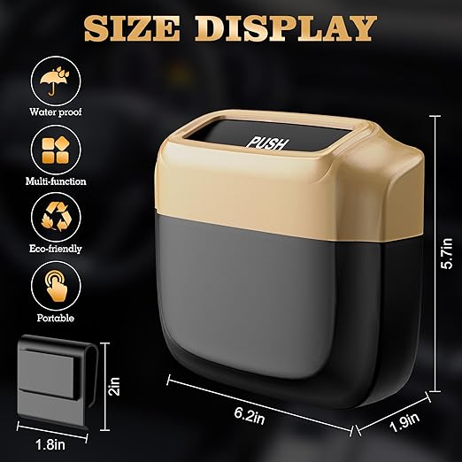 Car Trash Can with Lid，Built-in Storage Garbage Bag，Leakproof Vehicle Trash，Car Accessories for Interior,Mini Garbage Bin for Automotive, Home, Office, Kitchen, Bedroom，with 30pcs Trash Bags