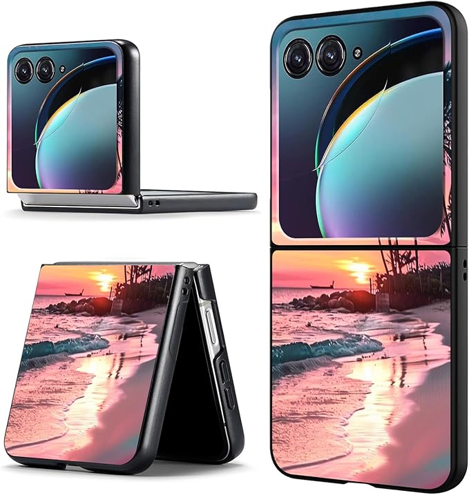for Motorola Razr Plus 2025 Case,for Razor Plus 2025 Phone Case Cute Slim Hard PC Ultra-Thin Anti-Scratches Shockproof Protective Cover,See Beach Sunset
