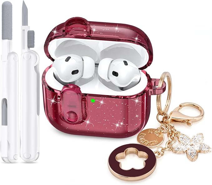 Case for Apple Airpods iPods Pro 3 Cases Cover Clear 2025 Cute Women, VISOOM Cute Air Pods Pro 3 Case Clear Transparent Airpods iPods Pro 3rd Gen Protective Cases with Keychain/Lock/Cleaning Kit