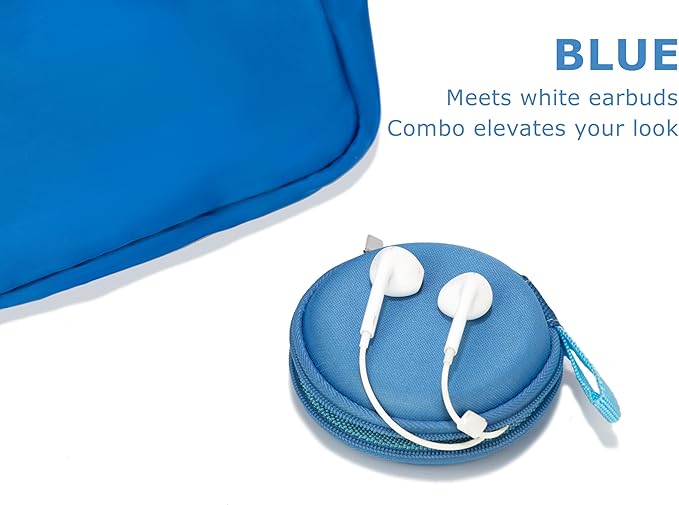 Ginsco Mini-Portable Hard Shell Earbuds Case for Apple EarPods Headphones USB-C Wired Ear Buds/Samsung Galaxy Wired Earbuds, Travel Case for Earphones Earplugs (1, Blue)